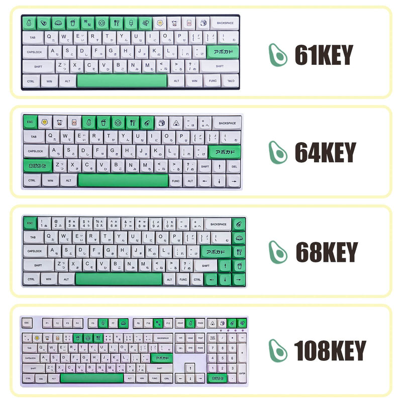 PBT Keycaps 137 Keys Avocado Milk XDA Profile Keycaps Dye-Sublimation Japanese PBT Keycap Set for Cherry Gateron MX Switches Mechanical Keyboards