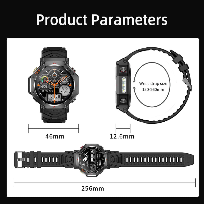 SW8(Black) 1.39" Stylish Smartwatch for Men, Bluetooth Calling, AI Voice Assistant, 107 Sport Modes, 3ATM Waterproof, Fashionable Design, Compatible with Android/iOS Black