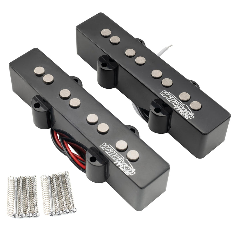 Wilkinson M-series WOJB Variable Gauss Alnico 5 Jazz Bass Neck and Bridge Pickups Set Vintage Tone for 4-string JB Style Electric Bass, Black