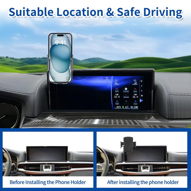 Car Phone Holder for Lexus LX570 2016 2017 2018 2019 2020 2021（12.3 inch Screen），for Smartphone Cradle Auto Accessories Bracket Anti-Shake，360 Degree Rotation，for All Cell Phones