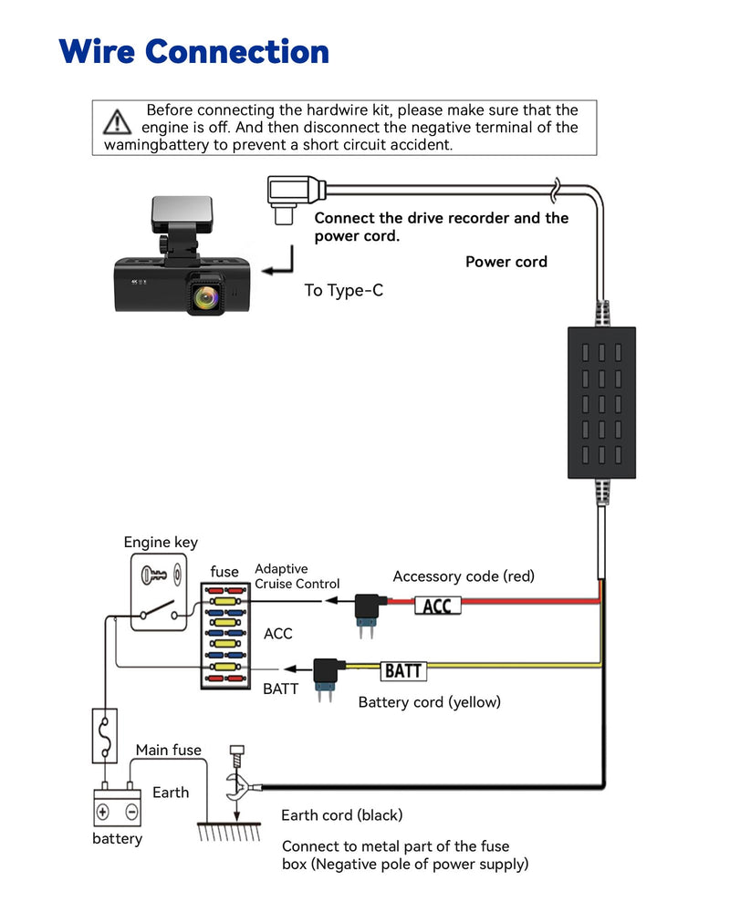 [AUSTRALIA] - REDTIGER F7N Dash Cam Hardwire Kit, 21.3ft USB C Port Hard Wire Kit for Dashcam,Converts 12V-24V to 5V/2.5A Low Voltage Protection 