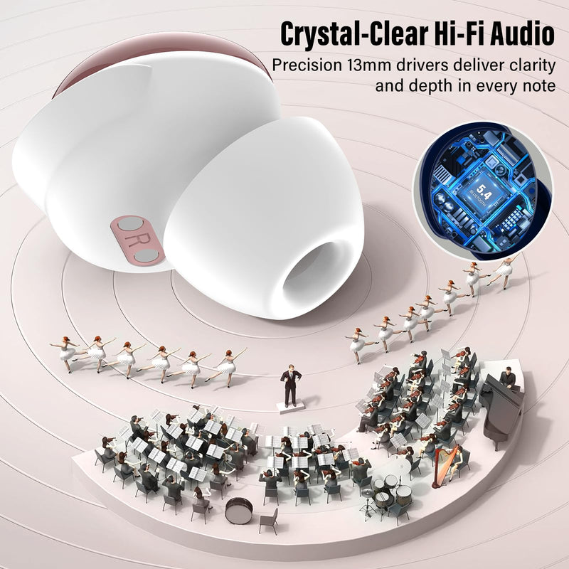 2026 Sleep Earbuds Bluetooth 5.4 in Ear Smart Touch Screen Ear Buds, 48H Playtime Mini Sleep Headphones Small Design for Side Sleepers, 5 EQ Modes, Crystal-Clear Calls, IPX7 Waterproof Earphones Rose Bright Pink
