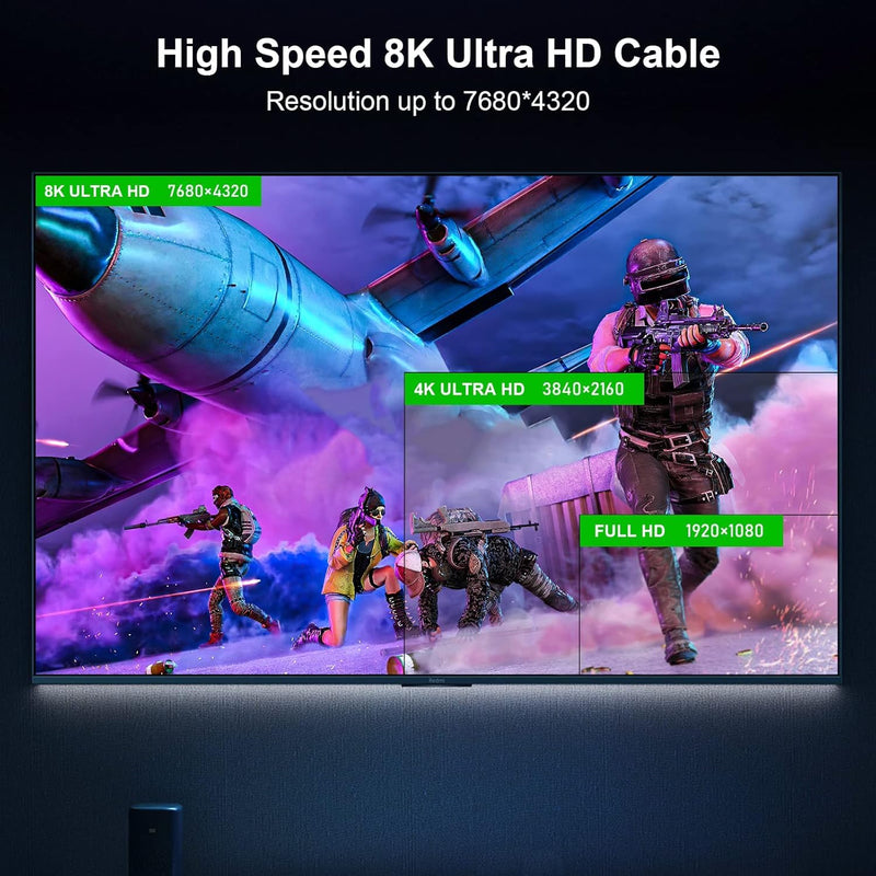 8K Fiber Optic HDMI Cable 50 ft, 48Gbps Ultra High-Speed HDMI 2.1 Cable 8K@60Hz 4K@120Hz Dynamic HDR/eARC/HDCP 2.3, Directional HDMI Cord Compatible with Game Console PS5 Xbox Series X/Blu-ray/TV etc