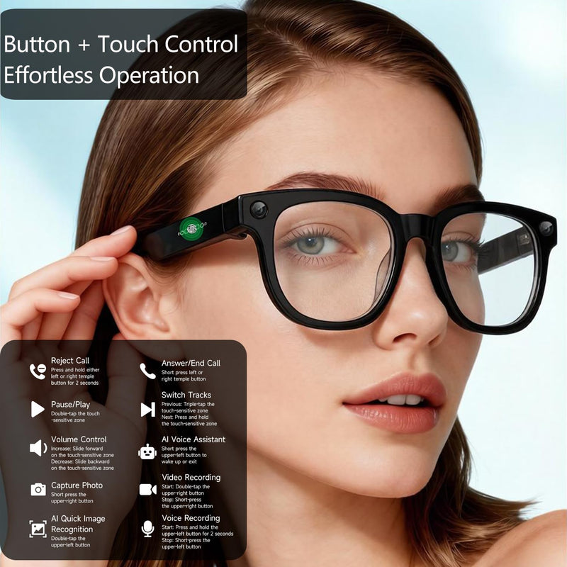 Ithywat AI Translation Glasses 30+ Languages Real-Time 8MP Camera 16GB | HD Stabilized Camera. Dual-core WiFi+BT5.3. AI Voice Assistant and Object Recognition.