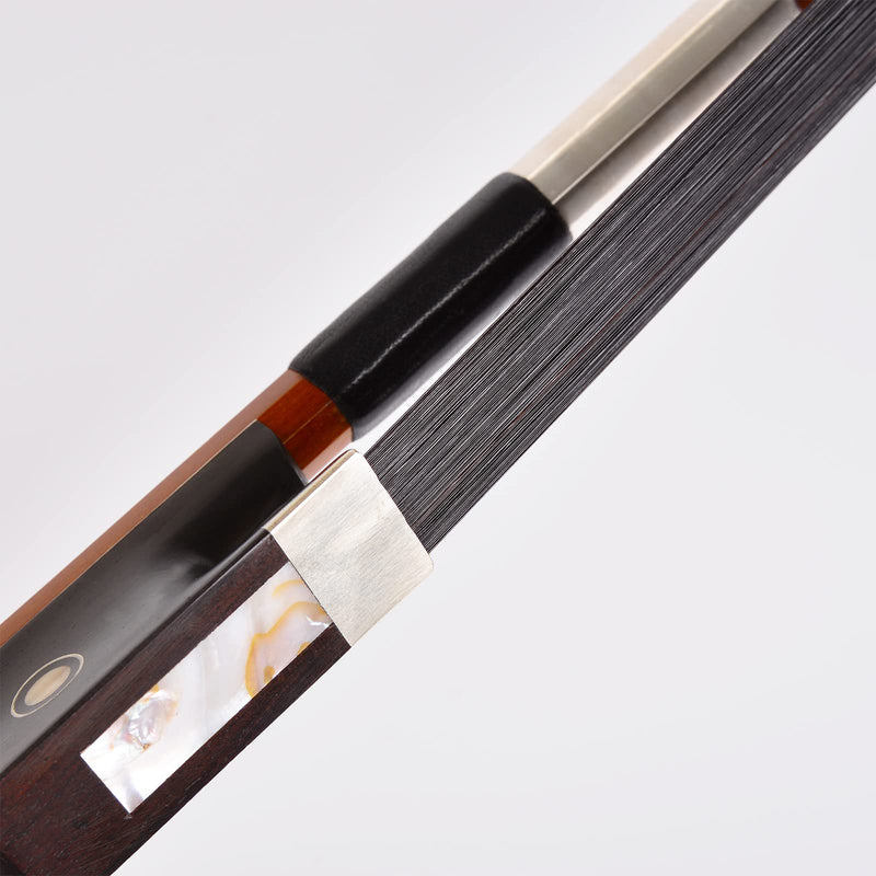 Brazilwood Ebony Violin Bow 3/4 with Natural Horsehair (Black Horse Hair Violin Bow 3/4) Black Horse Hair Violin Bow 3/4