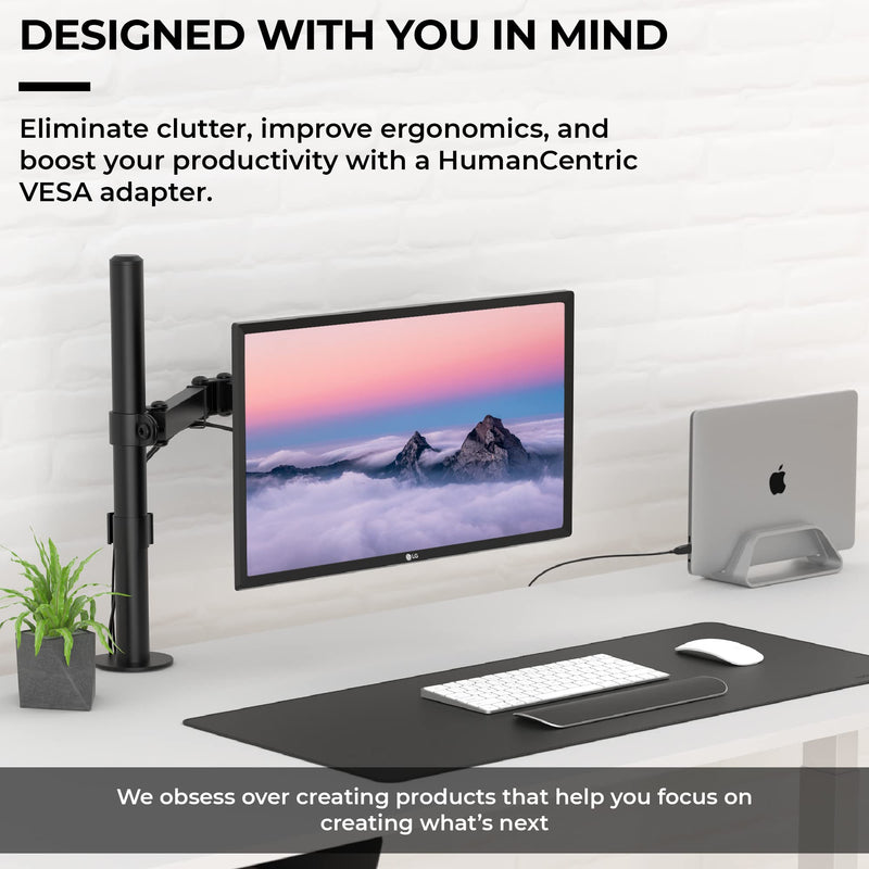 HumanCentric VESA Mount Adapter for LG Monitors 24MP58VQ, 24MP58VQ-P, 24MP59HT, 24MP59HT-P, and 24MP60VQ, VESA Adapter Bracket Mounts Monitor to VESA Stand, Arm or Desk Mount with 75x75 or 100x100 mm