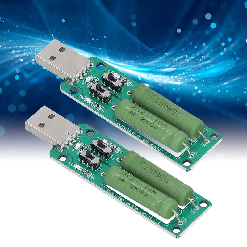 Eujgoov USB Load Tester Power Bank Discharge Resistor 5 V 1 A / 2 A / 3 A Switchable Load Resistor Discharge Ageing Resistance Electronic Load Detector Pack of 2