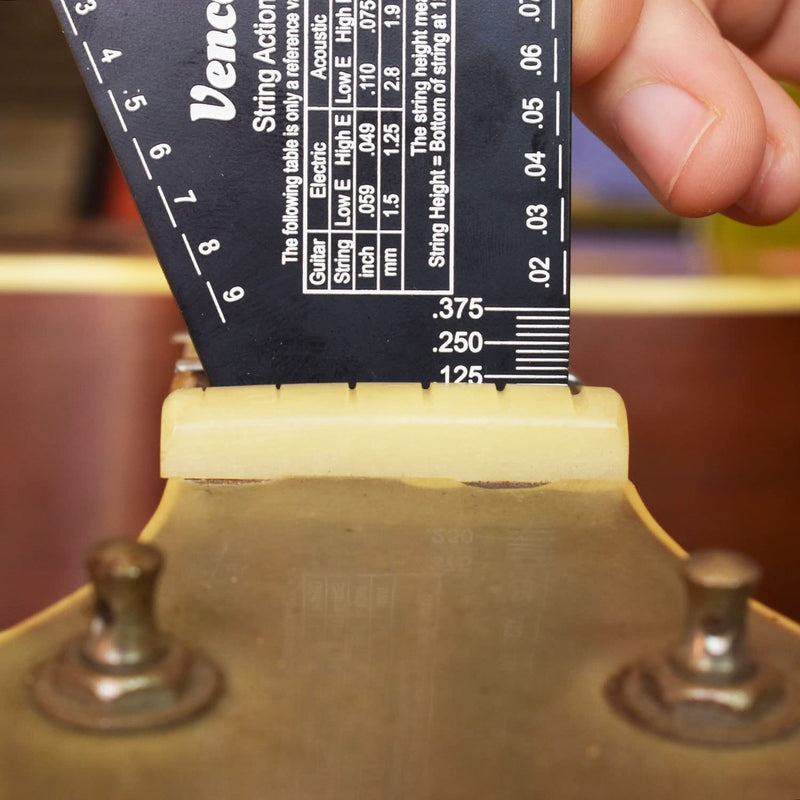 Guitar String Action Gauge, String Height Ruler, Guitar Fret Rocker, Fret Leveling Guide, Buzzing Fret Catcher, 1mm Thickness, Laser Etching, High Precision Graduations,Luthier Tools