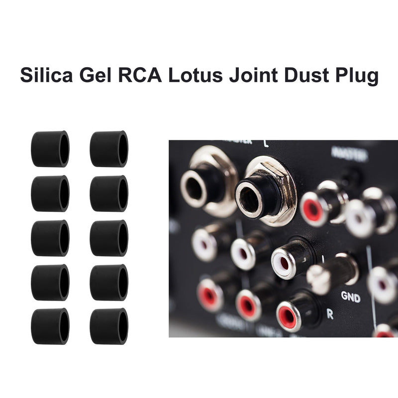 uxcell Silicone RCA Female Connector Anti Dust Plug, 8mm Dust Proof Cap Protector Cover 10 Pcs Black