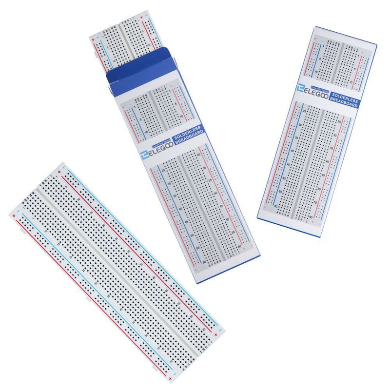 ELEGOO 3 Breadboard 830 Pin Solderless Prototype PCB Board Kit for Arduino Proto Shield Distribution Connection Blocks