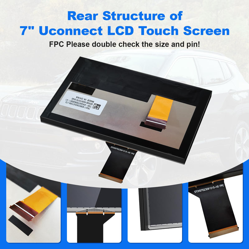 Premium Fit for Jeep 7" Uconnect LCD Display with Touch Screen, LCD Monitor Digitizer Radio Navigation Fit for Jeep Compass 2017-2020, Replace TDO-WXGA0700K00033-V2 / TDO-WXGA0700K00057-V1 7 inch