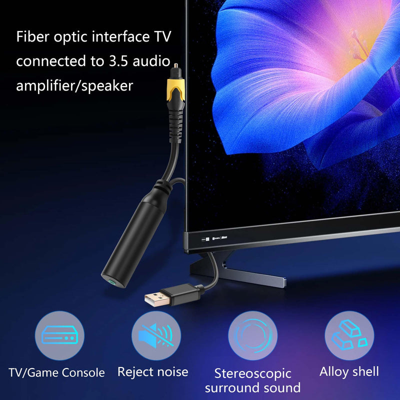 [AUSTRALIA] - CERRXIAN Digital Coaxial Optical SPDIF to Analog AUX Audio Cable - Optical to 3.5mm Female Conversion with USB Power - for PS4/Xbox/Optical Port to Sound Box 