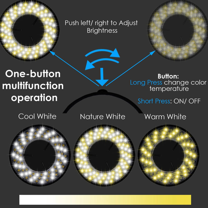 [AUSTRALIA] - Light Microscope LED Ring Illuminator, USB Adjustable LED Ring Light for Industry Monocular Binocular Trinocular Stereo Microscope & Camera (CW WW 96 LED) 