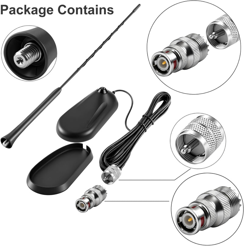 [AUSTRALIA] - Magnetic Mount Low Profile 27MHz CB Radio Antenna Compatible with Uniden Cobra Midland President Mobile Handheld CB Radio, Perfect for use on Vehicle Car Truck RV, Slinkdsco 