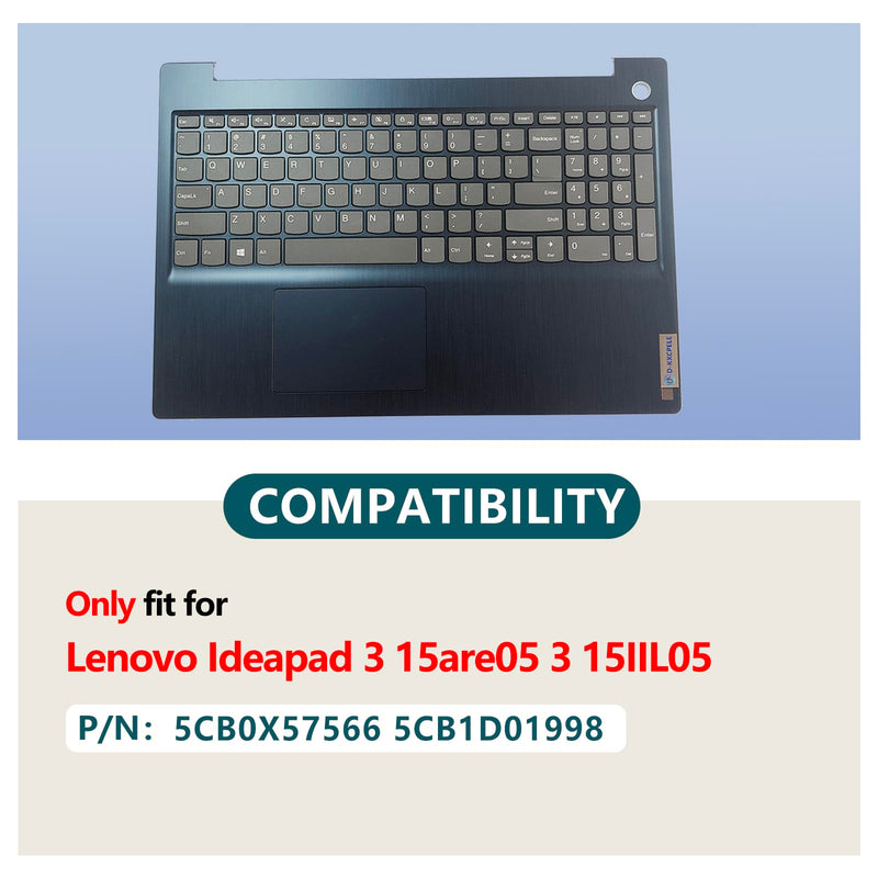 Laptop Palmrest Upper Case with Keyboard and Touchpad Assembly Replacement for Lenovo Ideapad 3 15ada05/3 15IML05 5CB0X57566 5CB1D01998 Blue