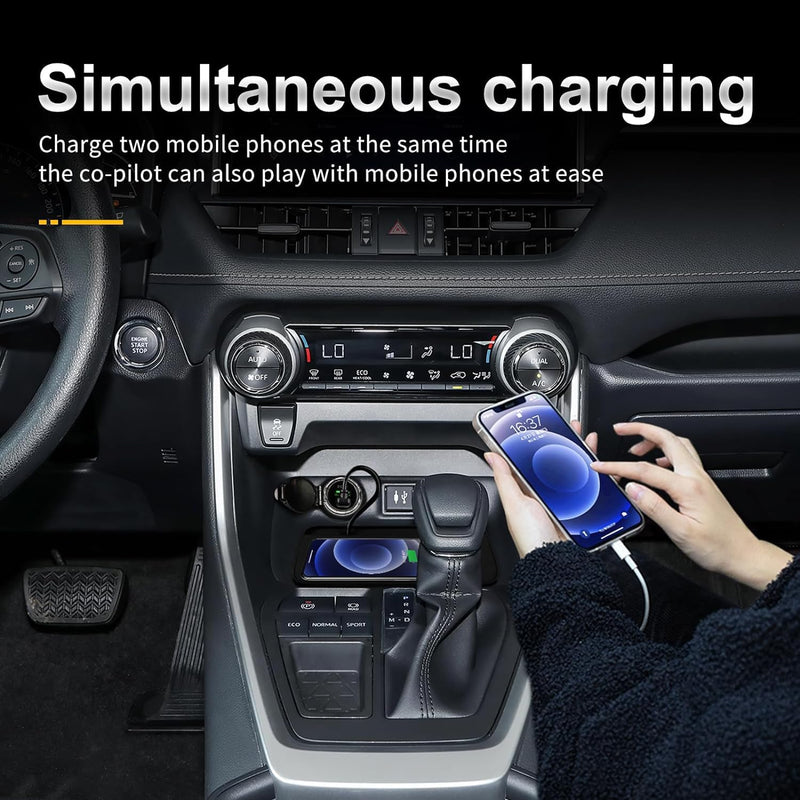 Wireless Car Charger for 2019-2024 Toyota RAV4, 15W Fast Qi Charging Station Pad Mat, Compatible with iPhone and Android, Black