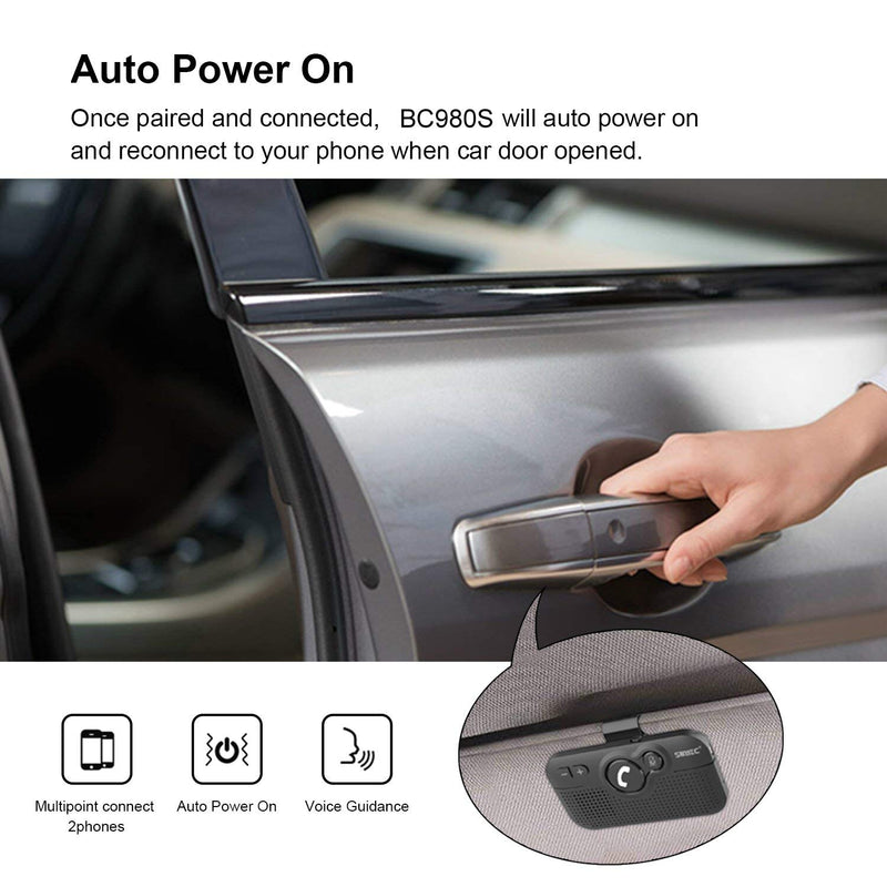 Handsfree Bluetooth Car kit for Cell Phone, Wireless Bluetooth Speaker for car handsfree Safe Driving, Bundle Set of BC980SA n BC920SA