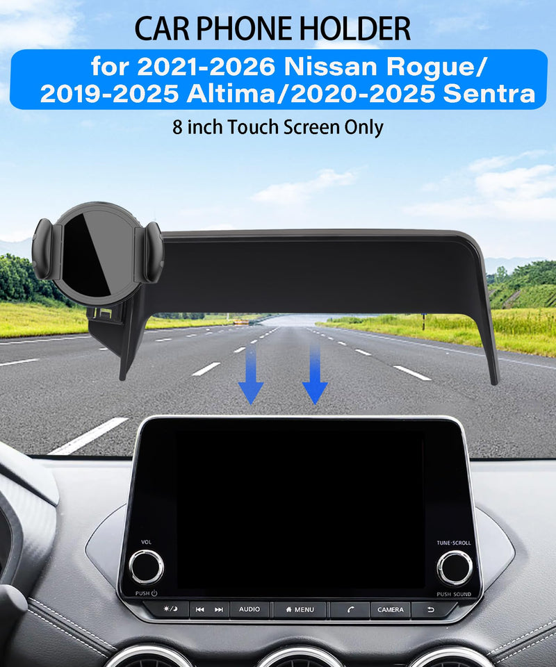 Car Phone Mount for Nissan Rogue/Altima/Sentra 8 Inch Screen | 2021-2026 Nissan Rogue/2019-2025 Altima/2020-2025 Sentra MagSafe Strong Magnets Cell Phone Holder,with Portable Phone Gripper for 21-26 Rogue/19-25 Altima/20-25 Sentra(8 Inch)