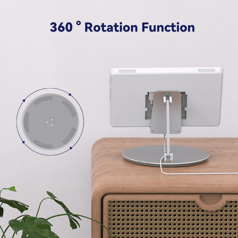Elevated Stand for Echo Hub, Rotatable Tilt Stand for Alexa Hub, Echo Hub Table Stand, Aluminum Stand Holder for Echo Hub, No Need Mounting Silver