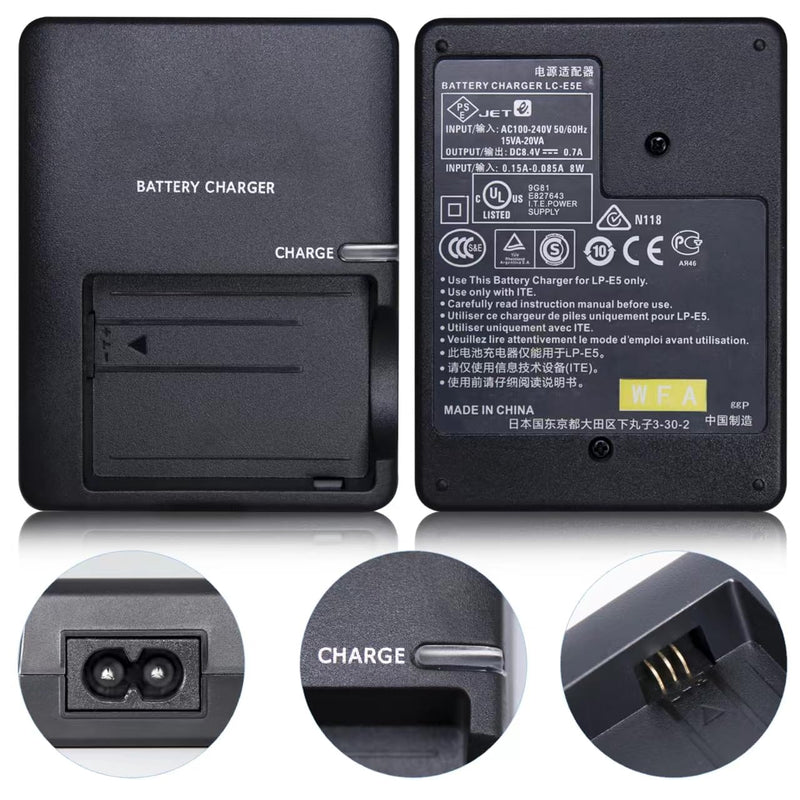 LP-E5 Quick Charger for Canon Battery: LCE5 LC-E5C LC-E5E EOS Compatible Rebel XS XSi T1i EOS 450D 500D 1000D DSLR Kiss X2 Kiss X3 Kiss F Digital SLR Camera（black）
