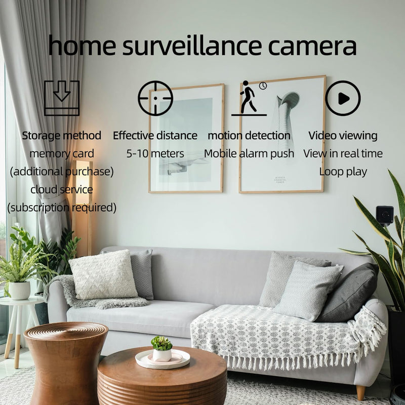 Mini Spy Camera Hidden HD 1080P - Wireless WiFi/No WiFi Tiny Cam, Micro Secret Discreet Camera with APP Remote View & Video Recording, Camara Espias Ocultas for Indoor Outdoor Monitoring