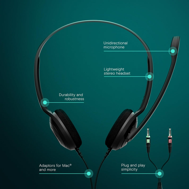 [AUSTRALIA] - Sennheiser PC 3 Chat - Durable On-Ear Wired Headset - Noise Cancelling Microphone for Casual Gaming and Easy Connectivity - Lightweight Stereo Quality Sound - Great for Internet Telephony & E-Learners Standard Packaging 