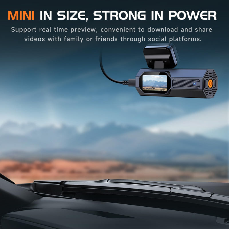 Dash Cam, 2.5K Dash Cam Front, VEEMENT Dash Camera for Cars, 1440P Car Dash Camera with APP, WiFi Dash Cams with WDR Night Vision, 24/7 Parking Monitor Dashcam, 160°Wide, G-Sensor, Mini Car Camera Black