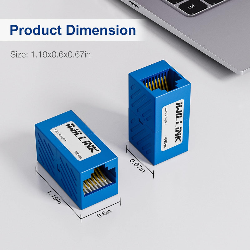 iwillink RJ45 Coupler Ethernet Connector, Female to Female, 50 Pack, Blue | Extender Adapter, For Cat7 Cat6 Cat5e Cat5 Ethernet Cable Female Connector