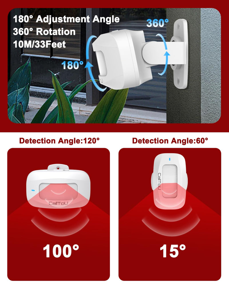 [AUSTRALIA] - CallToU Bed Sensor Alarm and Fall Prevention for Elderly/Dementia/Patient Wireless Caregiver Pager Motion Sensor Alarms System Motion Detector Alert Monitor System 500+FT, Bed Alarm for Elderly Adult 1 Receiver+ 2 Motion Sensors 