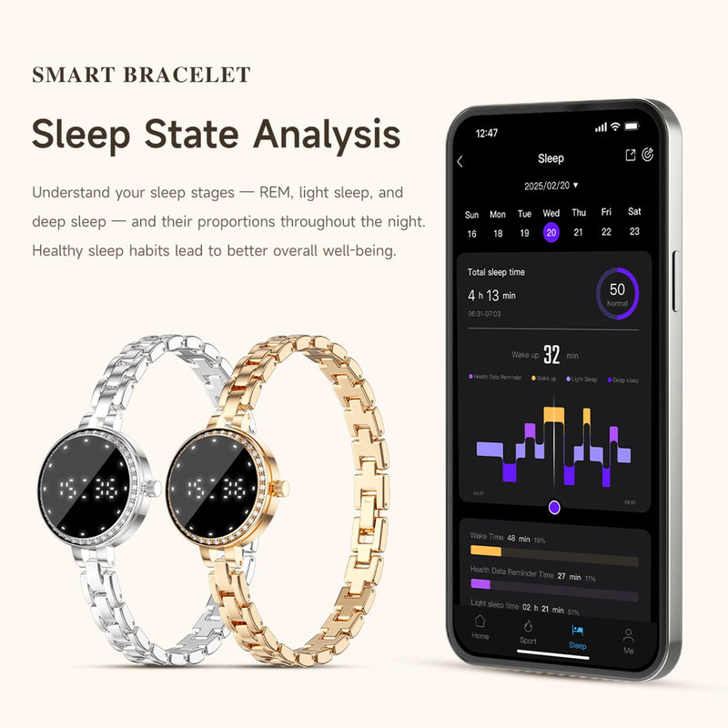 Smart Bracelet for Women Elegant Fitness Tracker Fitness Bracelet with Heart Rate Monitor Sleep Tracker for Android iOS rosegold