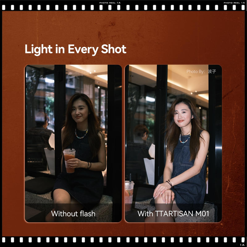 [AUSTRALIA] - TTARTISAN M01 On-Camera Flash, Mini Flash Speedlite for Hot Shoe Camera, Lightweight Xenon Flash Light with 4 Power Level GN12 5600K±200K Compact Retro Camera (1) 