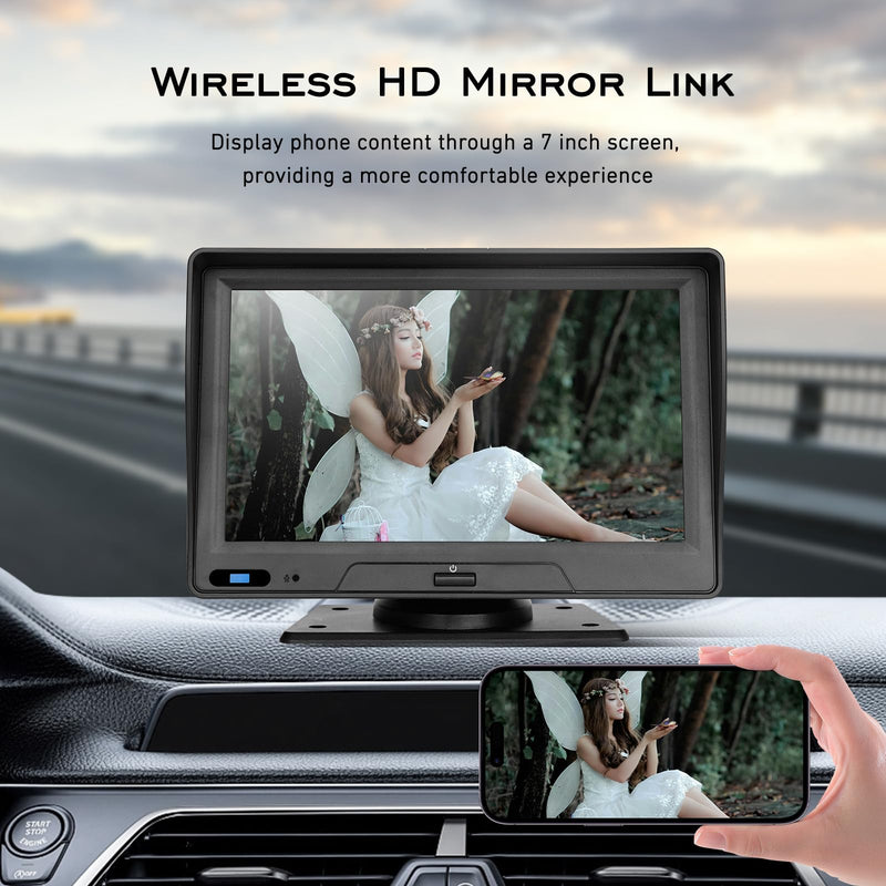 EVERSECU 7 Inch Touch Screen Car Stereo & Backup Camera, Apple CarPlay & Android Auto, Portable Car Radio with Bluetooth Hands-Free/Mirror Link/Maps Navigation/Voice Control/AUX, for Truck, SUV