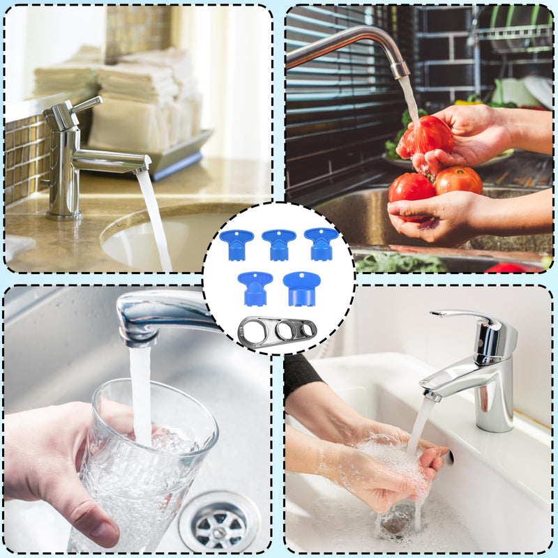 Pack of 5 Keys for Aerator and 1 x Tap Descaler Attachment, Aerators for Taps Ideal for Cleaning Tap Strainer for M16.5, M18.5, M21.5, M22.5, M24