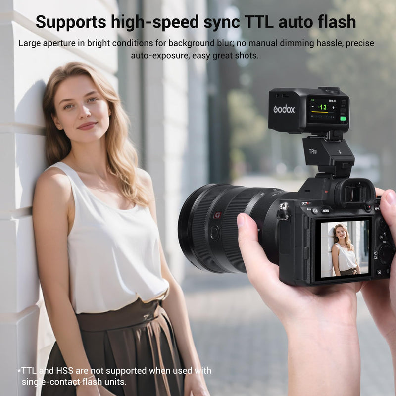 Godox TR-S TTL Camera Flash Hot Shoe Riser for Sony, Compatible with Godox iT30Pro iT20 iT22 IM20 IM22 IM30, 0-90° Tilting Head for Soft Bounce Light and Direct Flash Godox TR-S