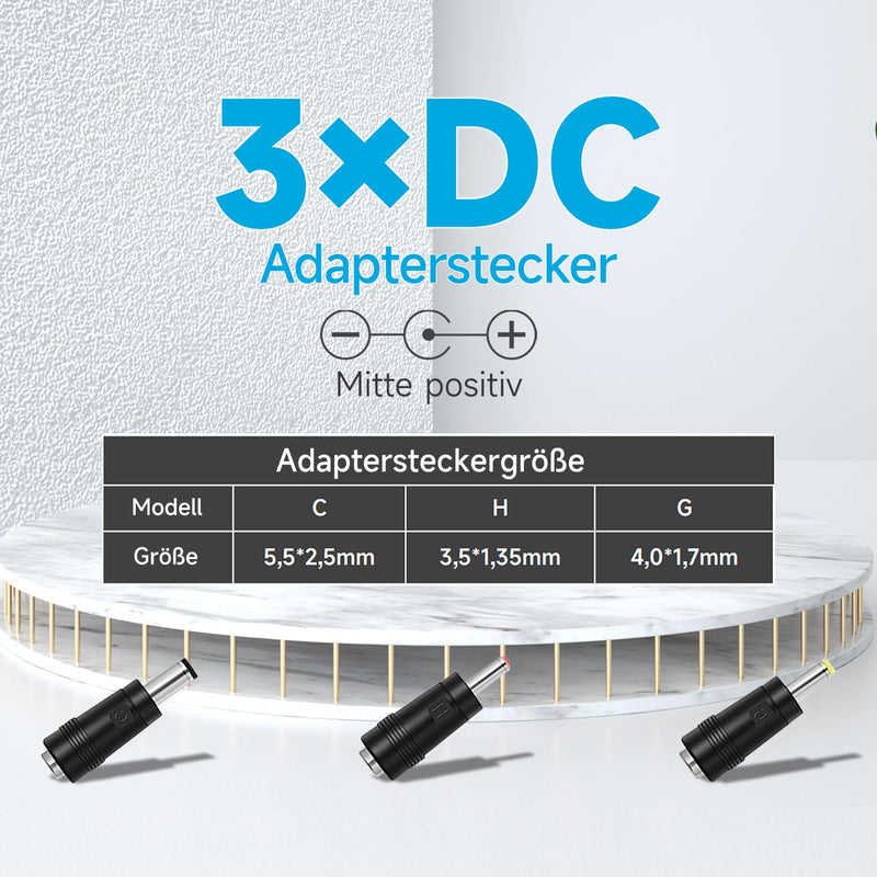 9V 1A/1000mA 1.8M Long Power Supply Adapter AC 100-240V to DC 9V 1A 9W Switching Plug with 3 Interchangeable Tips for Arduino UNO MEGA, Elliptical Trainer and More 9V Devices, CE Certified 9V-1A+3Tips