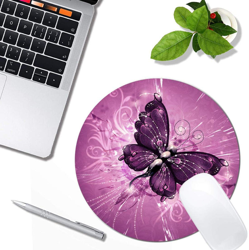 Butterfly Mouse Pad Round Non-Slip Rubber Mousepad Laptop Office Computer Decor Cute Desk Accessories Customized Design Mouse Pad Butterfly