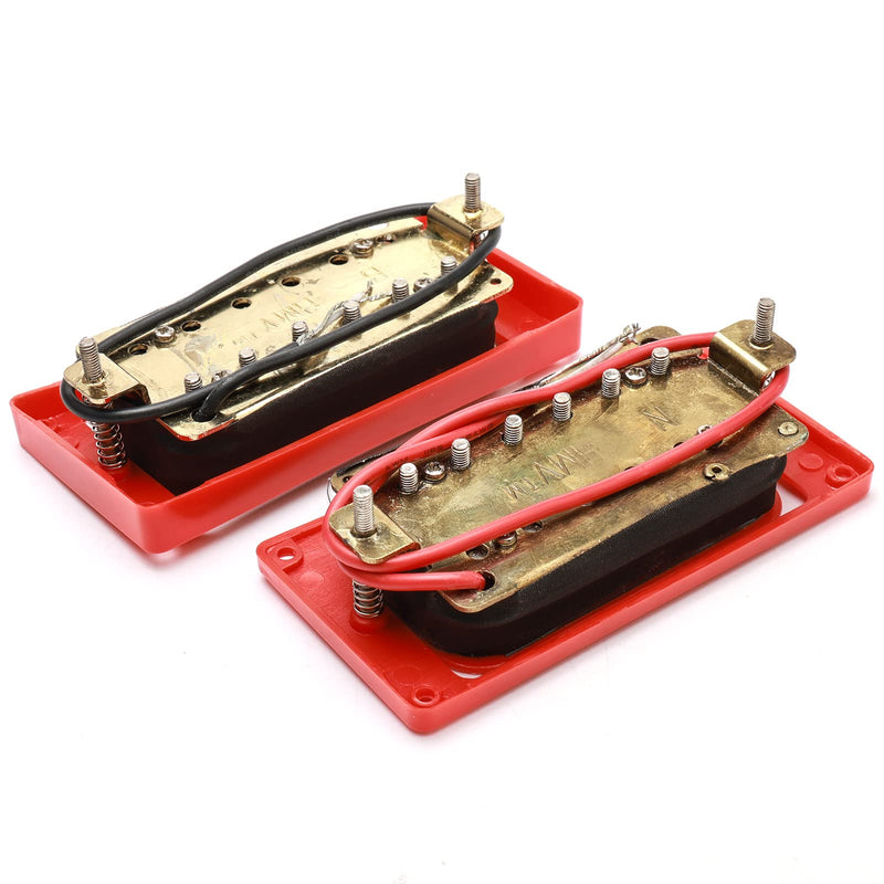 [AUSTRALIA] - Electric Guitar Pickups Humbucker Double Coil Pickup Guitar Neck Bridge Parts Replacement Set with String Winder and Screwdriver（2PCS, Black and Red） 