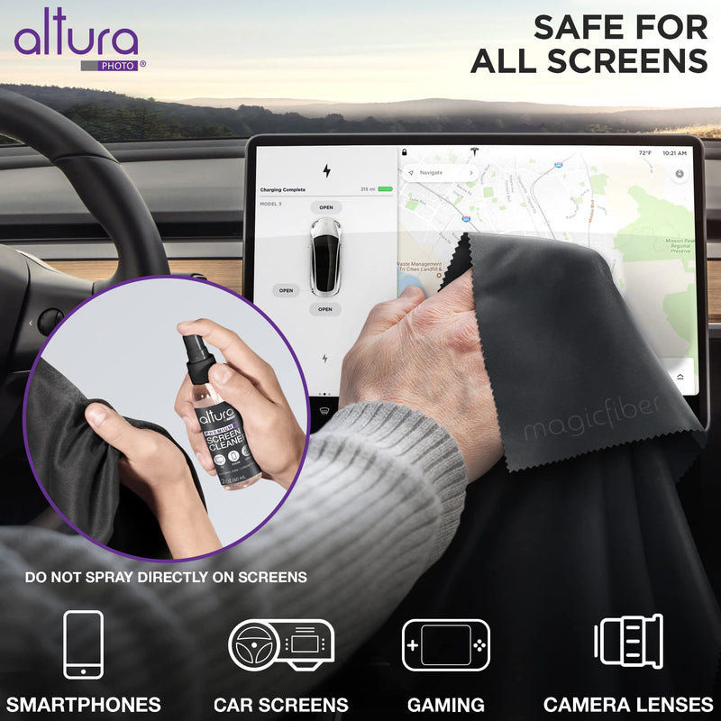 Altura Photo Screen Cleaner Spray Kit - TV, Laptop & Computer Screen Cleaner - Great for Smart TVs, Monitors, & Cars - Electronic & iPhone Cleaner - Eyeglass & Glasses Cleaner 2oz