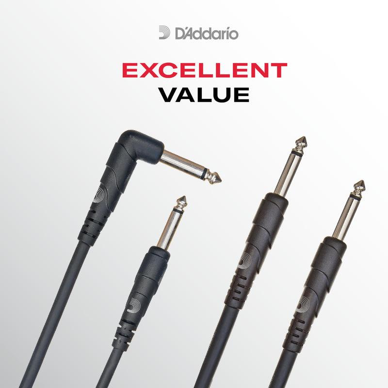 D'Addario Accessories Cable, Black, 10 feet (PW-CGTRA-10) Right Angle