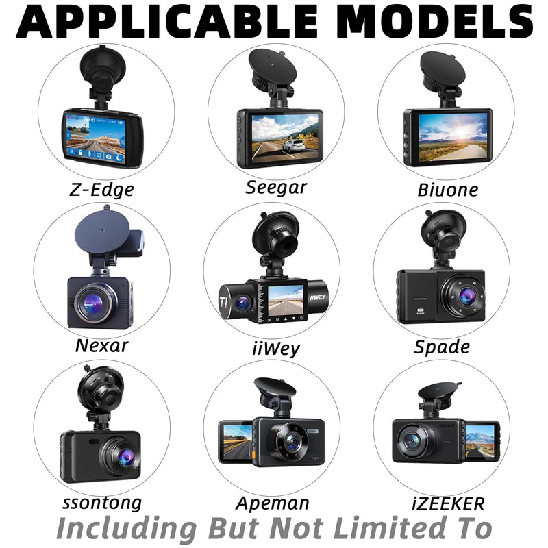 Mini Windshield Suction Cup Mount Holder & Dashboard Adhesive Sticky Mounting Bracket for Apeman Ssontong Biuone iZEEKER Z-Edge Spade Nexar Seegar iiwey HaHoco (4 Camera Joints Included)