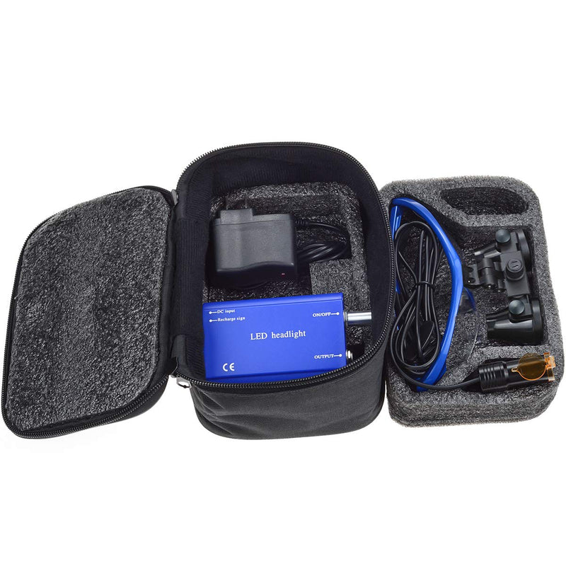 [AUSTRALIA] - BONEW 3.5X Surgical Binoculars Optical Glass Magnifier + 5W LED Headlight Powerful Light with Clip Type + Cloth Pouch DY-008 (Blue) Blue 