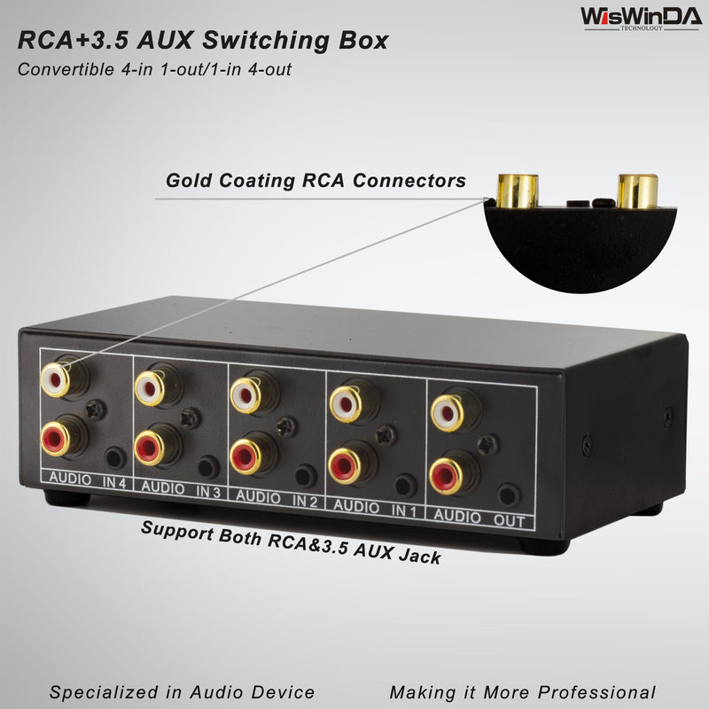[AUSTRALIA] - 4-in 1-Out RCA 3.5mm AuxAudio Switch Box Audio Converter 4 Channels 1-in 4-Out Passive Audio Selector Switcher Box Connectors (RCA+AUX 4IN-1OUT/1IN-4OUT) RCA+AUX 4IN-1OUT/1IN-4OUT 