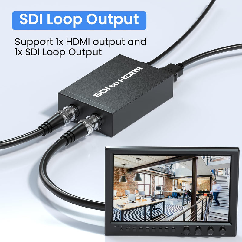 [AUSTRALIA] - SDI to HDMI adapter, BNC to HDMI converter applicable to 3G-SDI, HD-SDI, SD-SDI signals, widely used in broadcast television, outdoor large-screen display system 