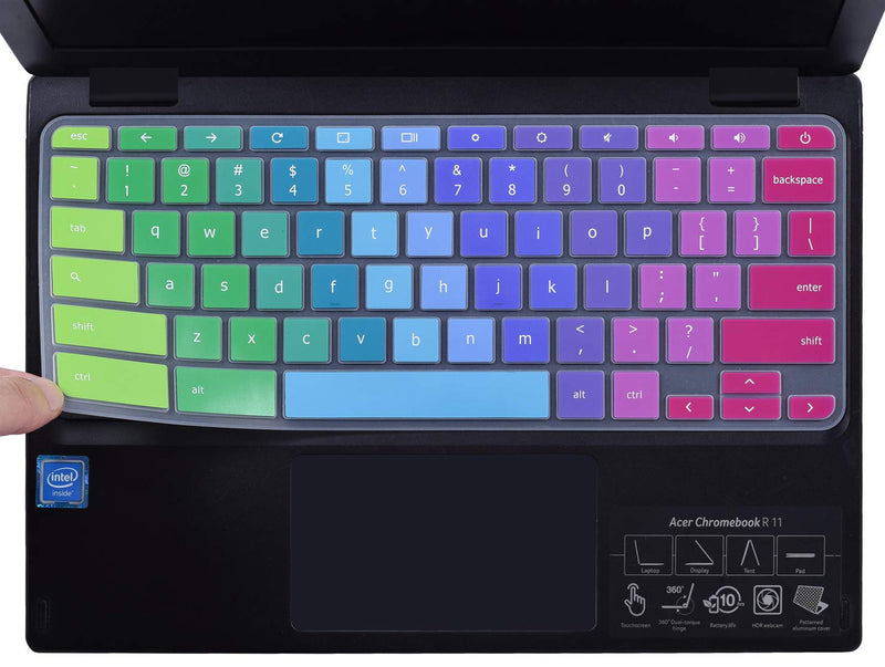 Colorful Keyboard Cover for Acer Chromebook Spin 11 311 C733 CP311 511 512/Chromebook 11 CB3-131 CB3-132 CP311 C738T CB5-132T/Chromebook Spin 713 CP713 R13 CB5-312T/Acer Chromebook 14 15.6", Rainbow