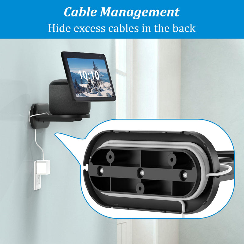 PlusAcc Wall Mount for Show 10 - Cable Management Wall Stand Shelf Compatible with Sonos Era 100 & Show 10 3rd Gen & HomePod, Space Saving Mounting Bracket with Removable Foam (Black) Black