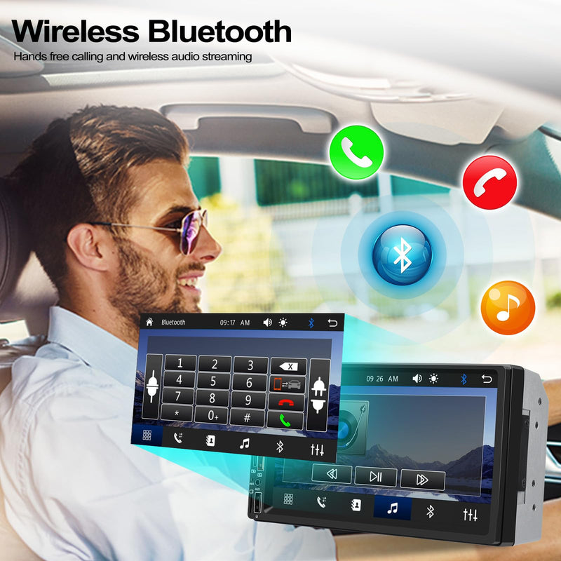 Double Din Car Stereo with Wireless Carplay Android Auto, 7 inch IPS Touch Screen Car Radio Bluetooth Hands-Free Online Video Mirror Link FM Radio EQ USB/SD/AUX Input SWC 7-Inch (New)