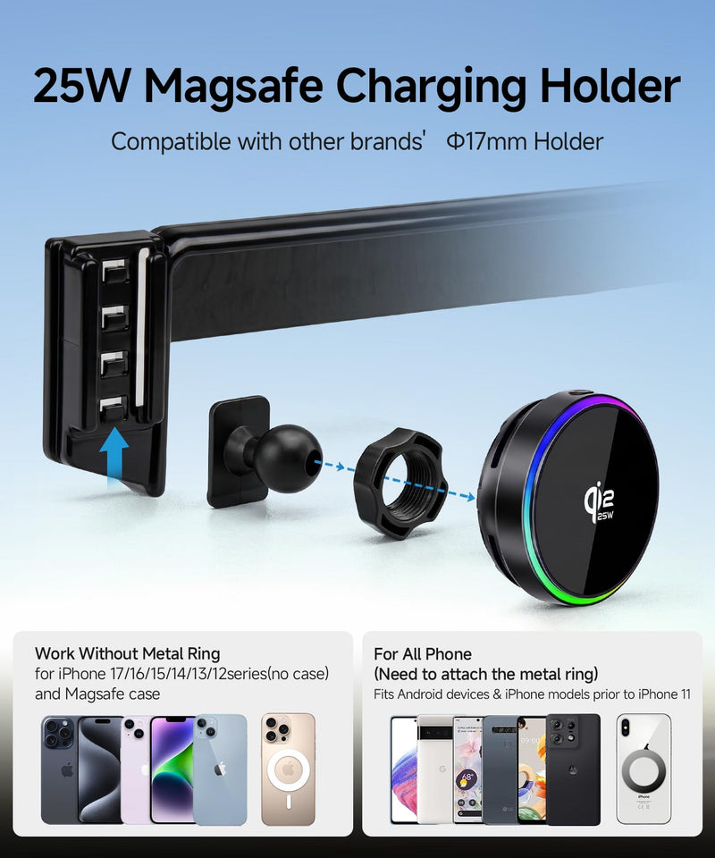 Qi2.2 25W Wireless Charger Car Phone Mount for Toyota Corolla 2020-2026 | Corolla Hybrid 2020-2026,Corolla Cross 22-26, 8"Screen Magsafe Accessories Fast Charging Magnetic Holder Fit iPhone Android Qi2.2 Max 25W Fast Wireless