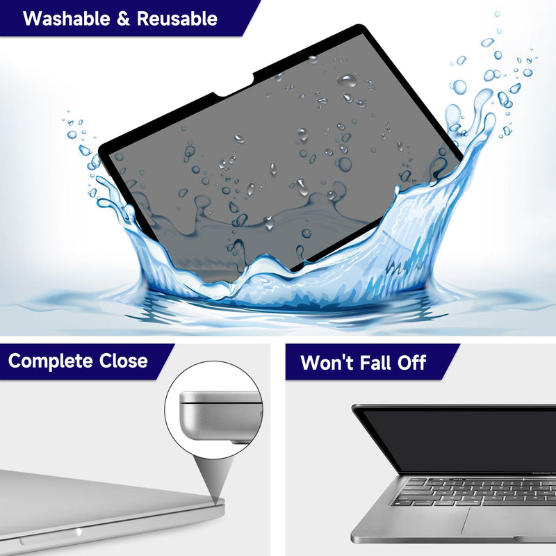 Upgraded Privacy Screen Filter Compatible with MacBook Pro 13 Inch (2016-2022, M1, M2)/MacBook Air 13'' (2018-2021, M1), Removable Anti Blue Light Laptop Privacy Screen, No Magnetic No Glue