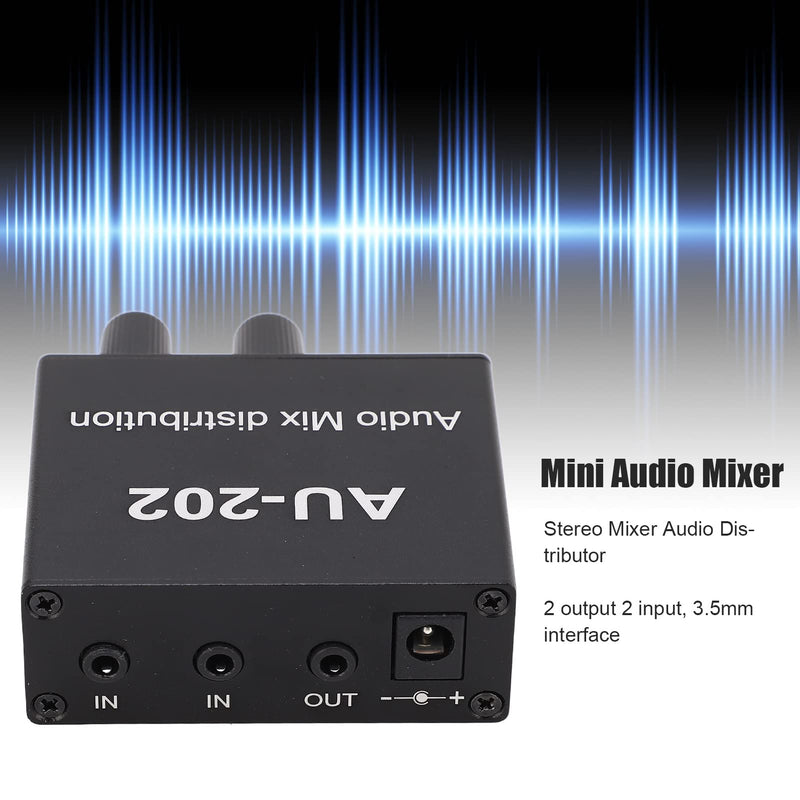 Mini Audio Mixer Aluminum Alloy Portable Stereo Mixer with Power Adapter 100-240V Professional Compact Sound Console for Recording Mixing Live Performance