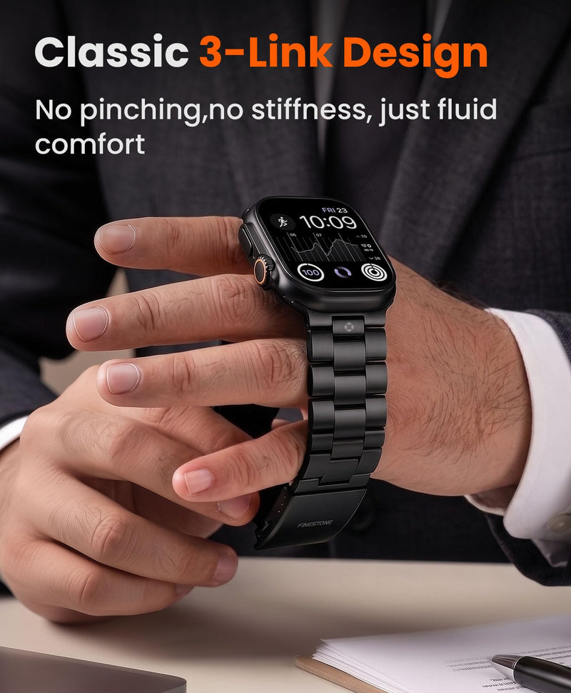 No Tool Need Titanium Band for Apple Watch Ultra 3/2/1 49mm | Durable DLC Coating,Anti-Scratch,Hypoallergenic 26mm Metal Band for Men,Secure Folding Clasp for Series 11/10 46mm Black